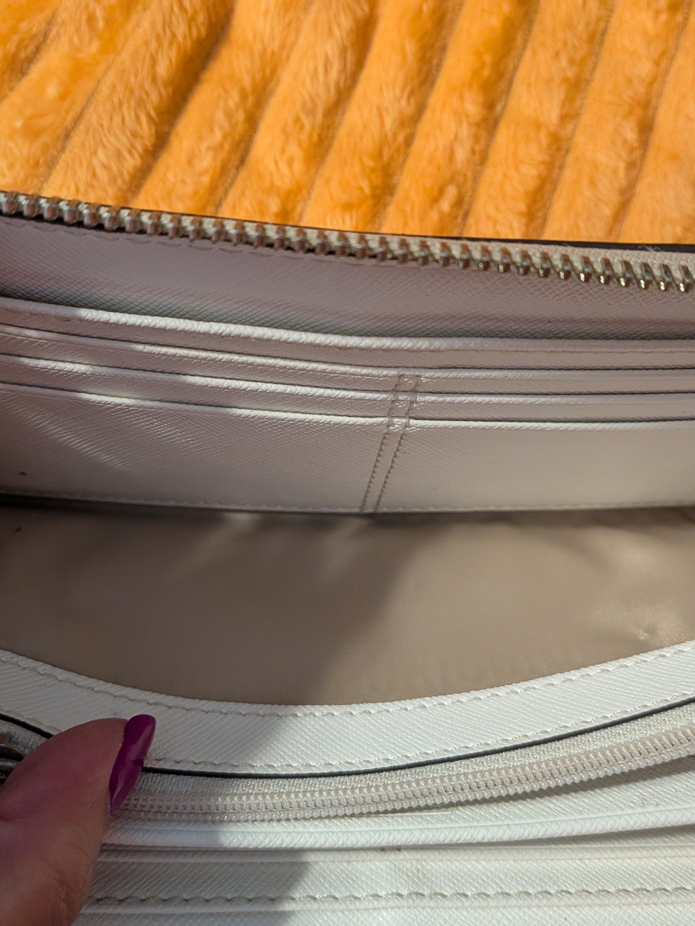 Coach Zebra Print Zip Around Wallet in Beige and Cream - Picture 13 of 15